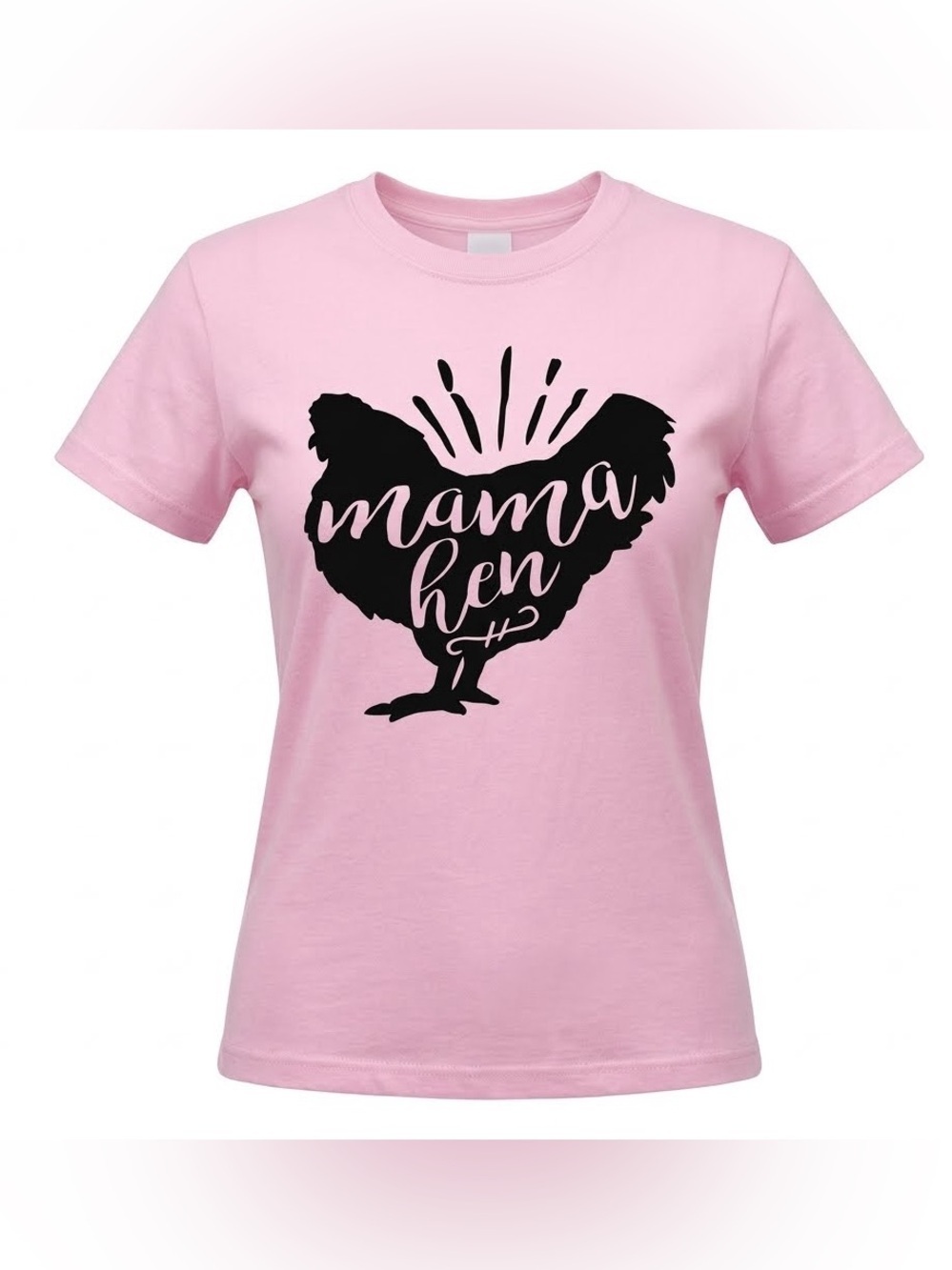 Mama Hen Graphic Pink T-Shirt (Size S) - Gildan Heavy Cotton